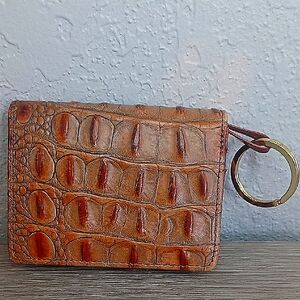 Brahmin Gold Key Ring with Brown Leather